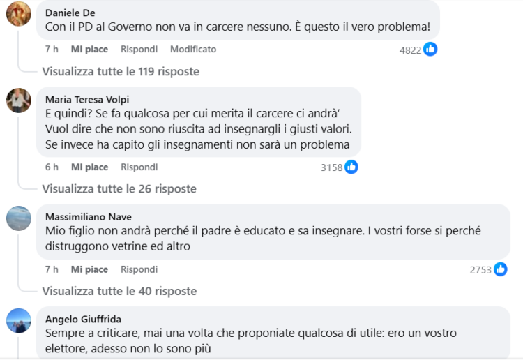 “Con Meloni i vostri figli possono andare in carcere”: lo slogan choc del Pd sulla giustizia. La premier: “Italia più sicura per chi non commette reati”