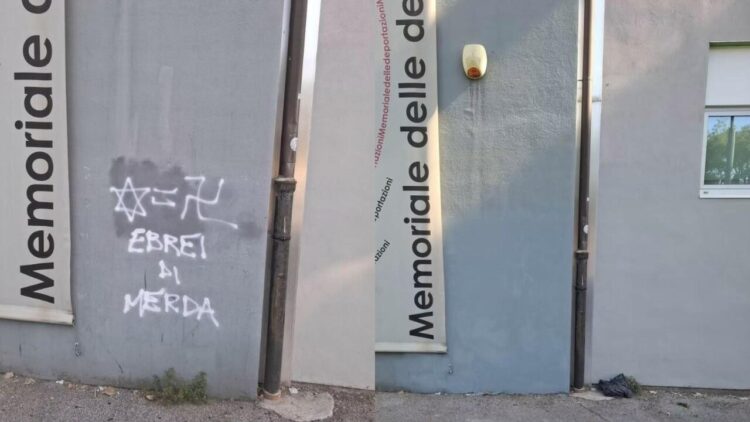 Scritte contro gli ebrei al Memoriale di Firenze sulla Deportazione