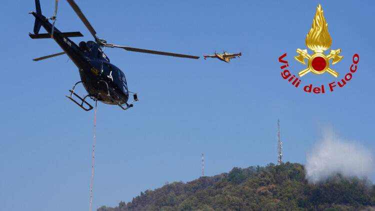 Incendio a Como, di fatto spento ma con sporadiche ripartenze