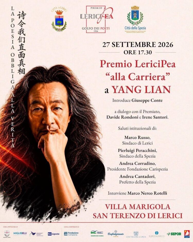 Il Premio ‘LericiPea’ alla Carriera a Yang Lian, voce autorevole poesia contemporanea internazionale